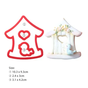 3PCS Cartoon House Bird Love Heart Cookie Cutter Set Valentine's Day Fondant Cake Decorating Tools for Easter Wedding Party