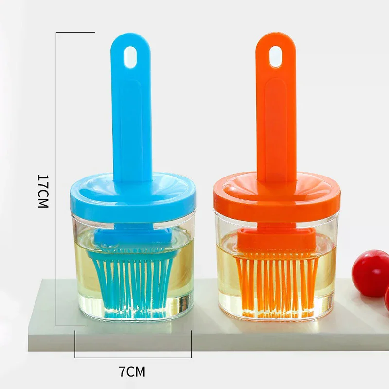 1Pc Oil Brush Pancake Oil Brush Integrated Oil Pot Brush With Bottle Kitchen Dustproof Household High Temperature Baking Tool - Image 5