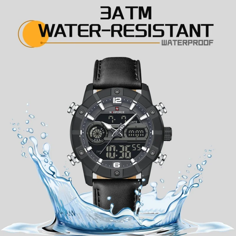 NAVIFORCE Men Quartz Watch Dual Time Date Night Illumination Classic Business Male Clock Luxury Original Waterproof Wristwatch - Image 4