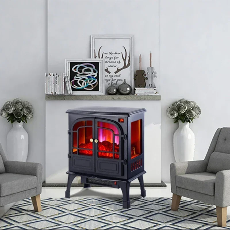 New Fashion European-style 3d Simulation Three-sided Flame Electric Fireplace Fast Heat Heater Household Bathroom Office Heater - الصورة 5