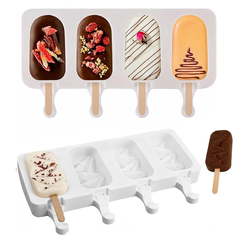 Popsicles Silicone Mold Diamond Ice Cream Mould Homemade Heart Cake Pop Cakesicles Maker Kitchen Accessories Tools Wooden Stick