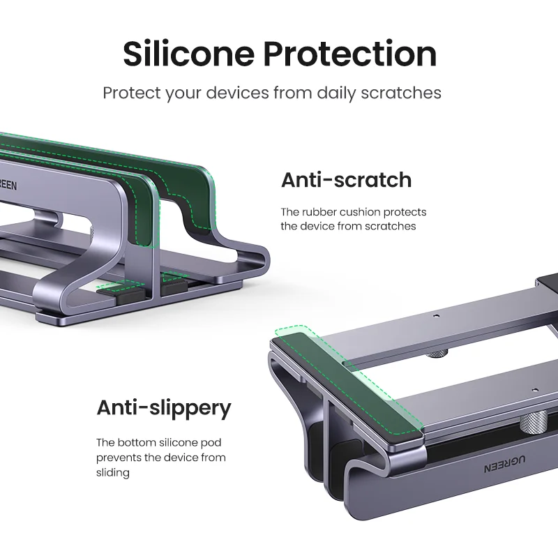 UGREEN Vertical Laptop Stand Holder For MacBook Air Pro Aluminum Foldable Notebook Stand Laptop Support MacBook Pro Tablet Stand - الصورة 6