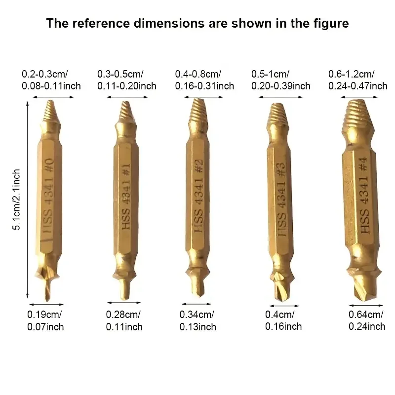 Damaged Screw Extractor Broken Bolt Stripped Set Double Head Tool Easy Out Removal Disassemble Stud Slip Teeth Demolish Remover - الصورة 2