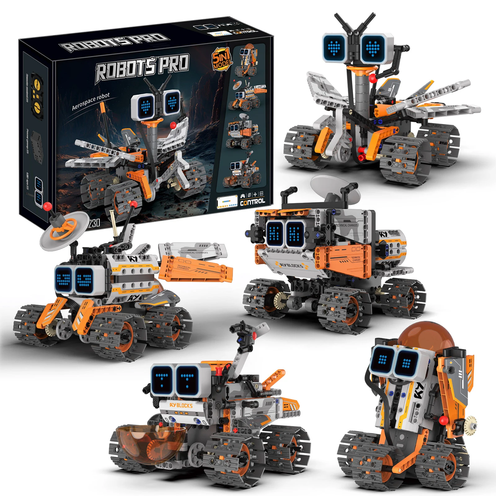 5-in-1 transforming robot model assembly toy, electric robot building blocks toys, educational toy, children's birthday gift. - الصورة 6