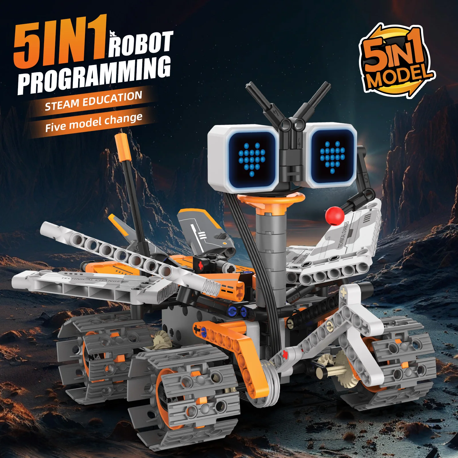 5-in-1 transforming robot model assembly toy, electric robot building blocks toys, educational toy, children's birthday gift. - الصورة 3