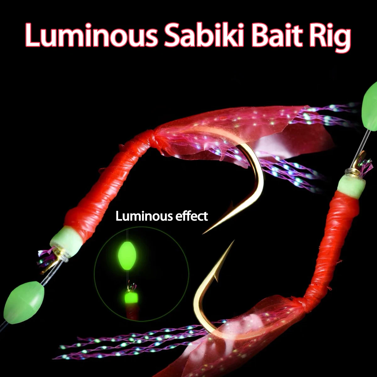 8Packs Sabiki Bait Rig Size 4-18, Glowing Beads and High Carbon Steel Fishing Hooks, Night Fishing Kit for Mackerel, Bass, - الصورة 4