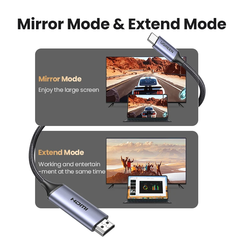 UGREEN USB C to 4K 8K HDMI-compatible Cable 8K/60Hz 4K/120Hz for MacBook Pro iMac iPad Pro for Samsung Galaxy USB C to HDMI 2.1 - الصورة 6