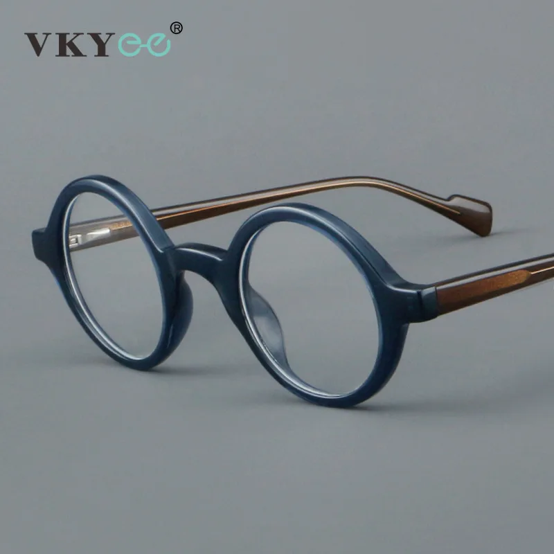 VICKY Fashion New Geometric Round Vintage Small Frame Design Reading Anti Blue Light Glasses Customizable Prescription 30129 - الصورة 2