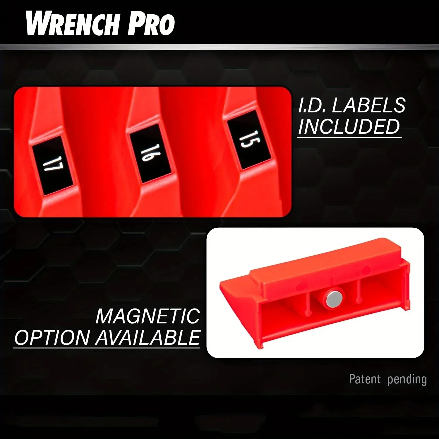 20pcs Wrench Pro Upright Storage Organizer Wrenches Magnetic Hexagonal Head Style - Modular Toolbox Holder Made Durable Plastic - الصورة 3