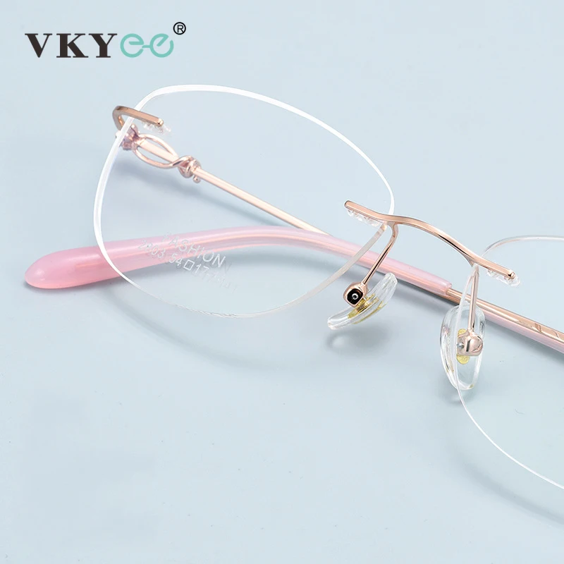VICKY New Fashion Rimless Myopia Glasses Personalized Simple Design Women's Optical Glasses Customizable Prescription 2803Q - الصورة 2