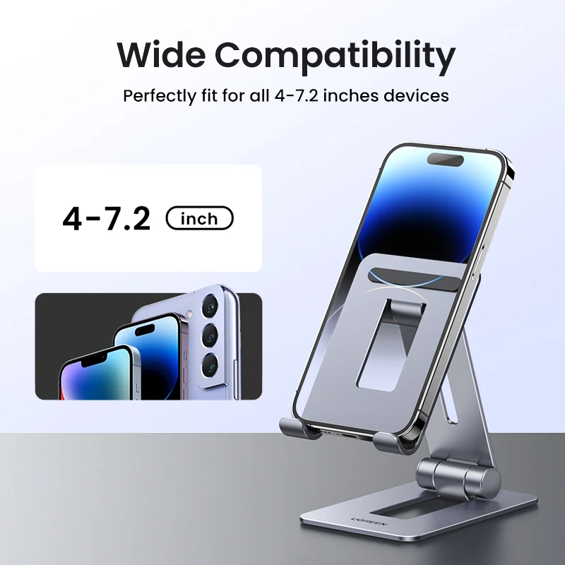 【New】UGREEN Phone Holder Stand Aluminum Mobile Phone Stand For iPhone 16 15 14 Pro Xiaomi Samsung Portable Phone Tablet Holder - الصورة 3