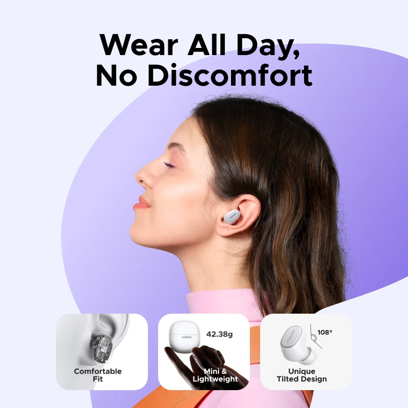 UGREEN Dots Wireless Earbuds Bluetooth 6.0 in Ear Buds Light Weight Headphones,Deep Bass Sound, 35H Play, Earphones With APP - الصورة 6