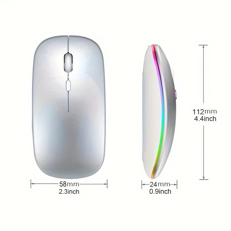 Wireless Bluetooth Mouse 2.4G Dual Modes Rechargeable Mice RGB Ergonomic Silent Click Mouse For PC Computer iPad Laptops 3600DPI - الصورة 3