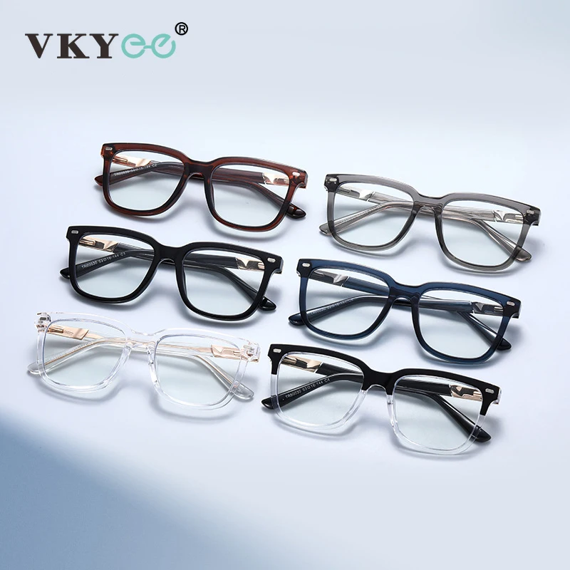 VICKY New Simple Retro Geometric Square Design Men's Anti-blue Light Reading Glasses Can Be Customized Prescription 60030 - الصورة 2