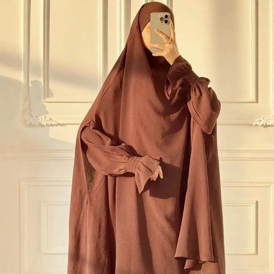 Muslim Women Dresses Khimar Two Piece Set Prayer Garment Eid Ramadan Dubai Hijab Kaftan Arab Long Robe Prayer Suit Vestidos 2026 - الصورة 4
