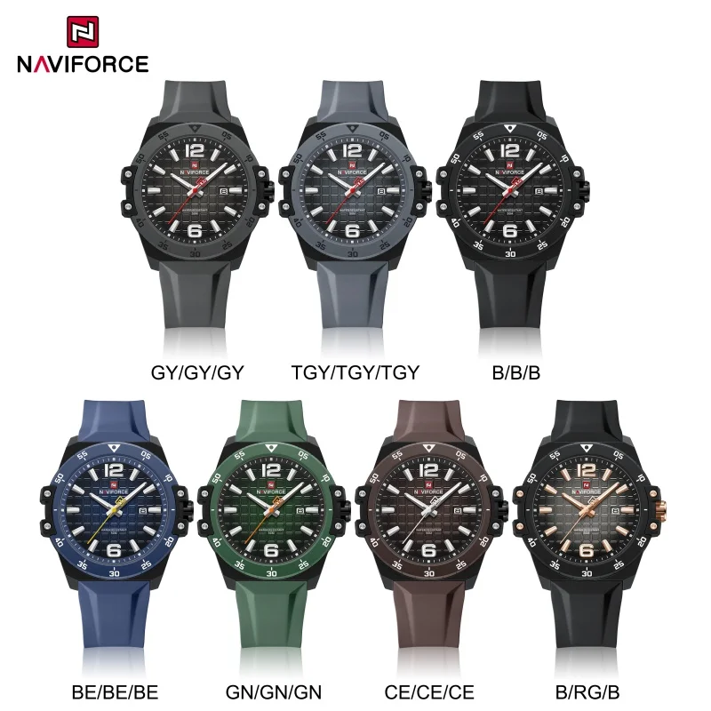 Original Brand NAVIFORCE Fashion Men's Watches Luxury Quartz Sport Silicone Band Wristwatch Waterproof Luminous Clock Male Gift - الصورة 6