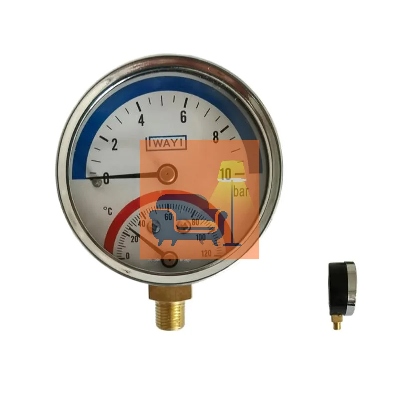2-In-1 Pressure Gauge And 10 Bar Temperature And Pressure Gauge Temperature 0-120°C Temperature And Pressure Meter