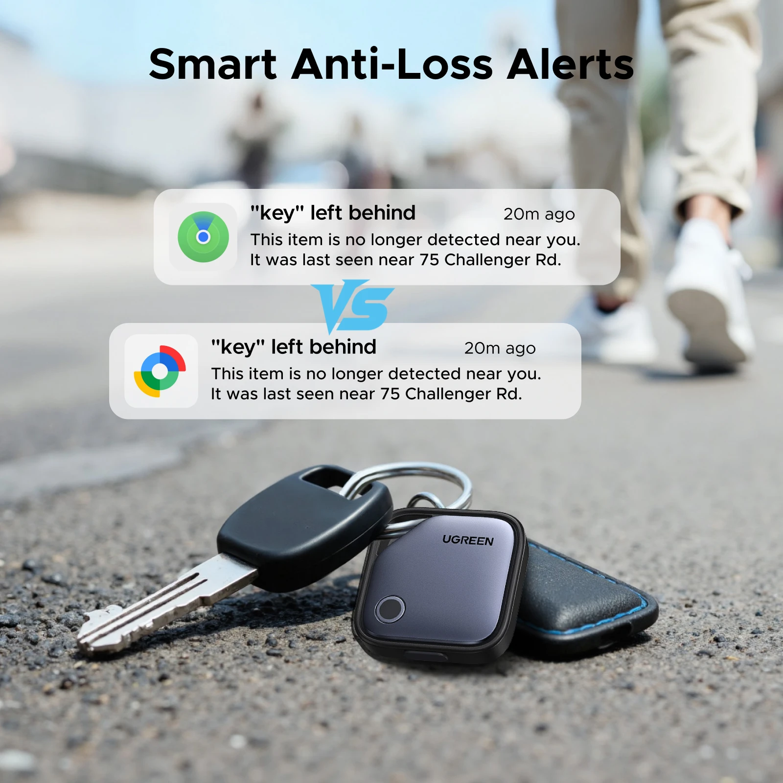 UGREEN【Dual System Compatibility】Smart Finder For Apple Find My (iOS) & Find Hub App (Android) Bluetooth Tracker Card - الصورة 6