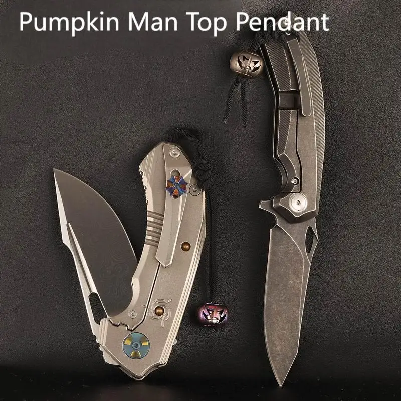1PC EDC Outdoor Pocket Tool Titanium Alloy Halloween Pumpkin Man Knife Bead DIY Paracord Bead - الصورة 3
