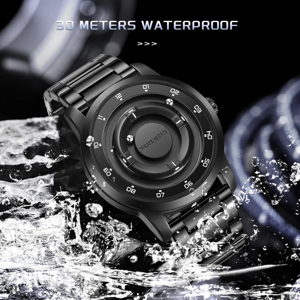 FOXBOX Watch Planet Design Fashion Floating Magnetic Pointer Free Ball Bearing Creative Simple Waterproof Quartz Watch for Men - الصورة 4