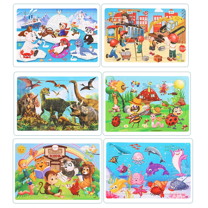 New 30 Pieces Wooden 3d Puzzles Cartoon Animal Jigsaw Puzzle Board Game Preschool Montessori Educational Toys For Children - الصورة 3