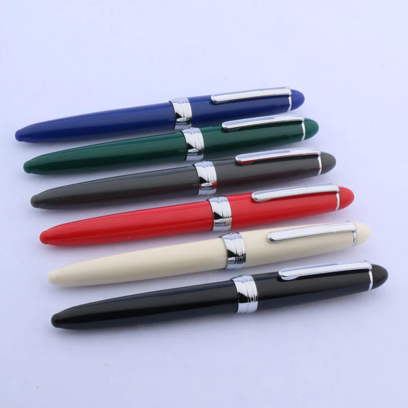 JINHAO NEW 992 color blue plastic Rotating lid Silver student fountain Pen - الصورة 3