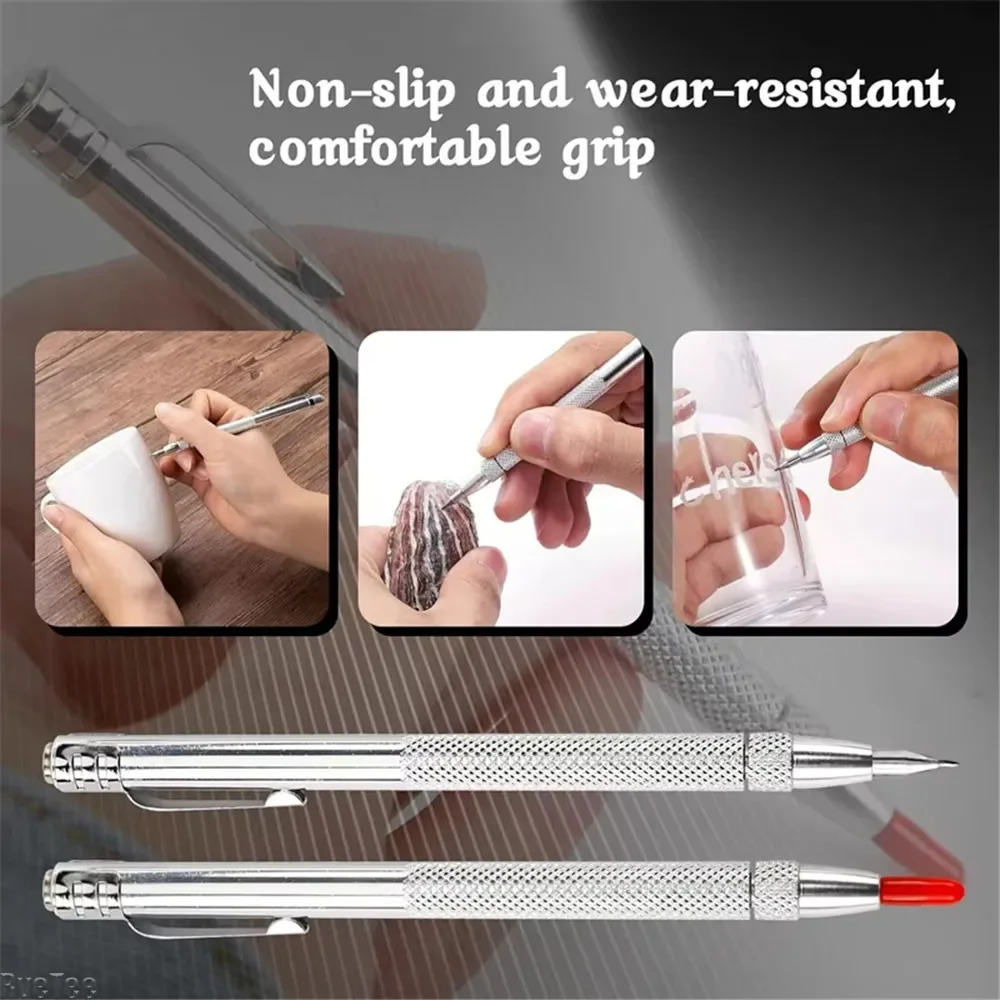 Carbide Scriber Pen Alloy Scribe Pen Metal Wood Glass Tile Cutting Marker Pencil Metalworking Woodworking Hand Tools Kits - الصورة 4