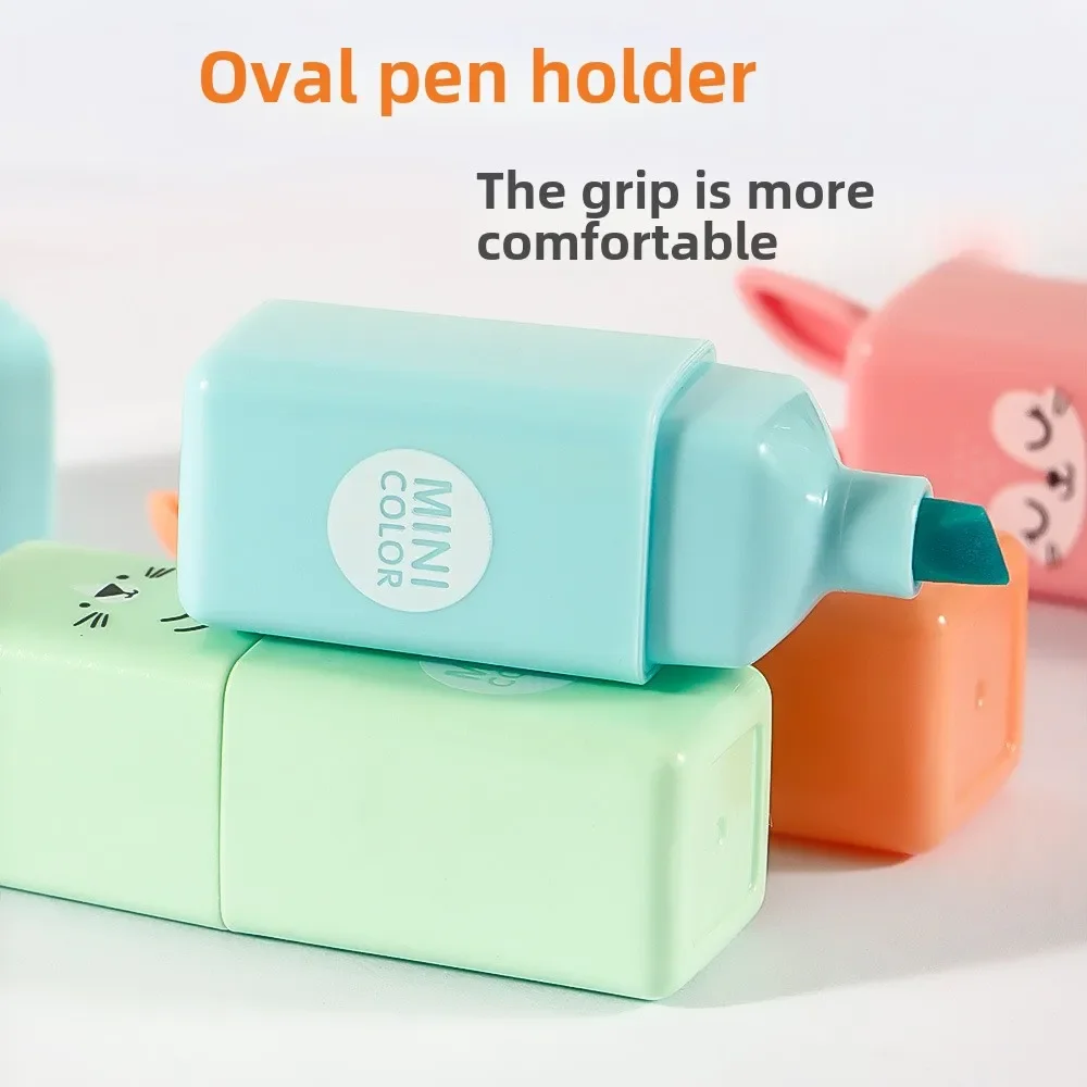 4/5/6 Pcs Mini Rabbit Fluorescent Pens Creative DIY Color Marking Kawaii Stationery Waterproof for Art Painting Ideal Gift - الصورة 3
