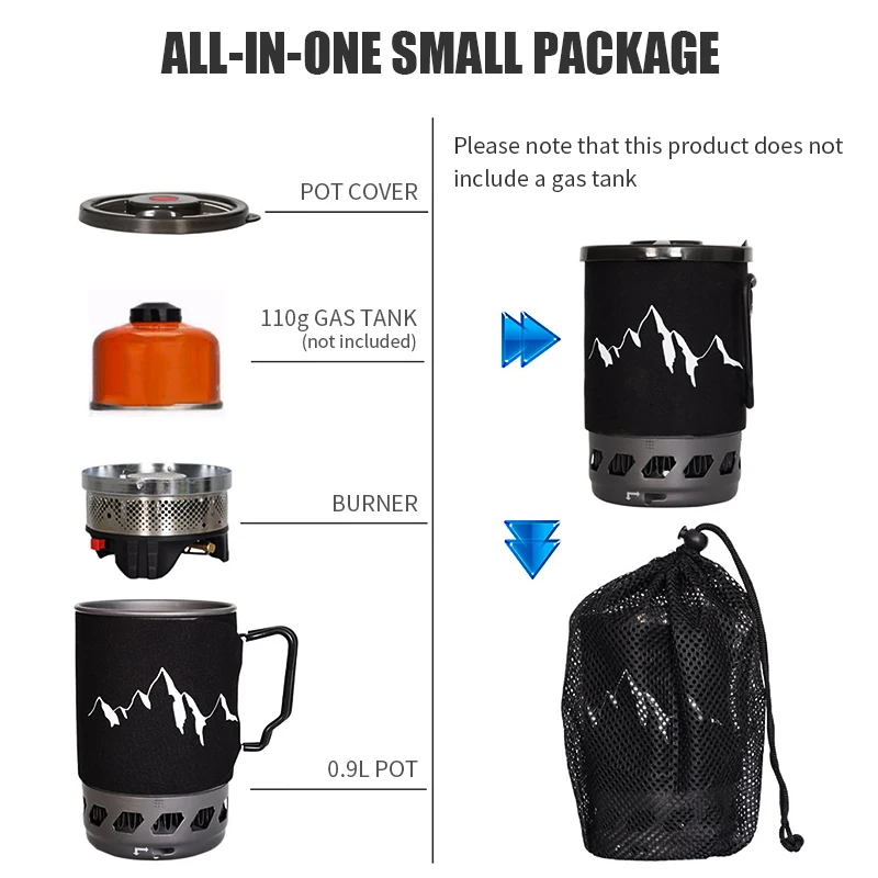0.9L Camping Stove System Portable Cooking Burner Outdoor Propane Cooking System for Hiking Beach Picnic Trekking Emergency Use - الصورة 6