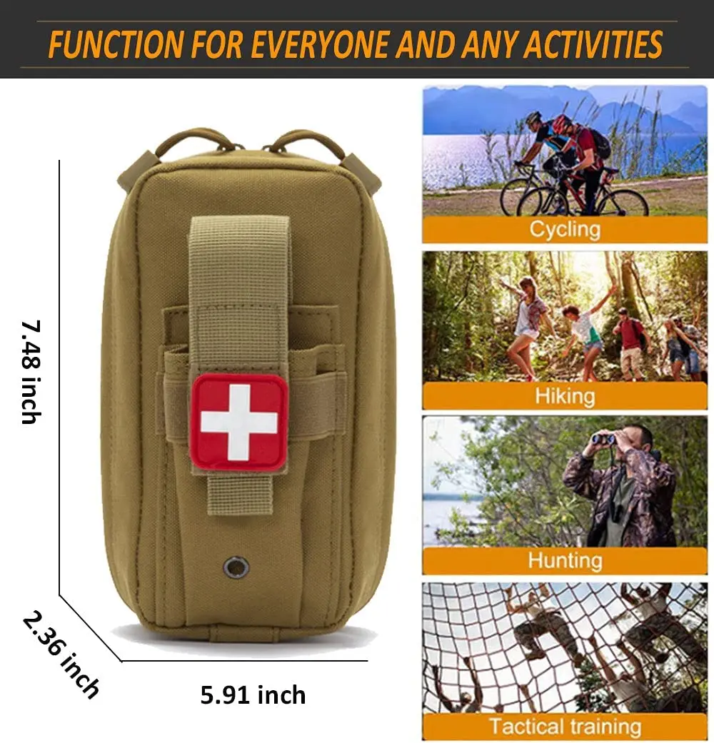 50611s 10pcs IFAK Tactical Molle Pouch Survival First Aid Kit for Emergency Rescue Outdoor Camping Hiking Sports Portable - الصورة 5