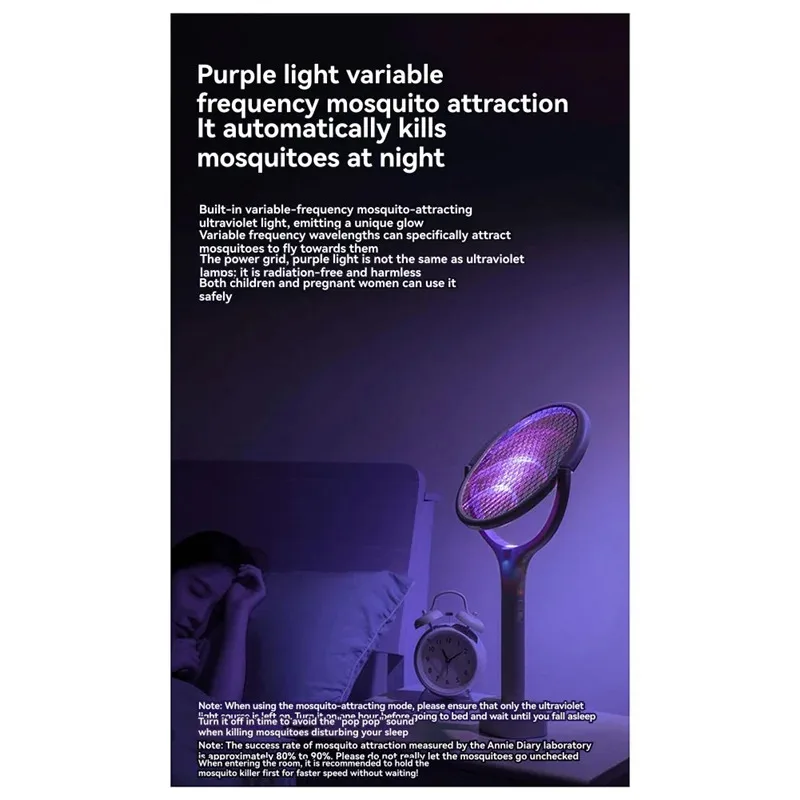 ABGH-Insulated Safety Fast Charging 5-In-1 Fly Bug Swatter, Adjustable Electric Mosquito Lamp With ABS Racket - الصورة 5