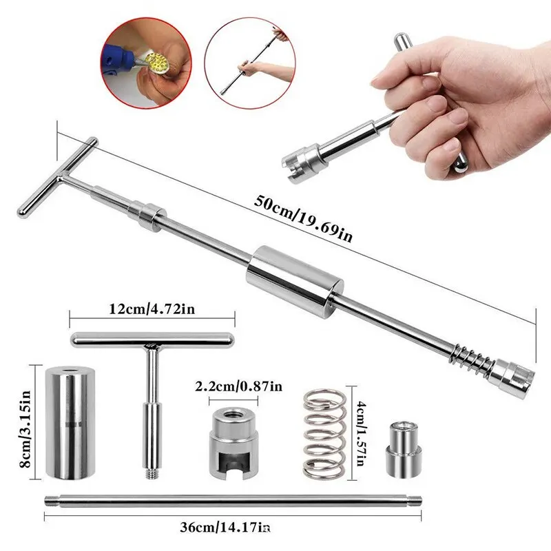 Car Dent Puller T Dent Repair Tool Auto Repair Sheet Metal Kit Slide Hammer Reverse Hammer Glue +18pcs Glue Puller - الصورة 2