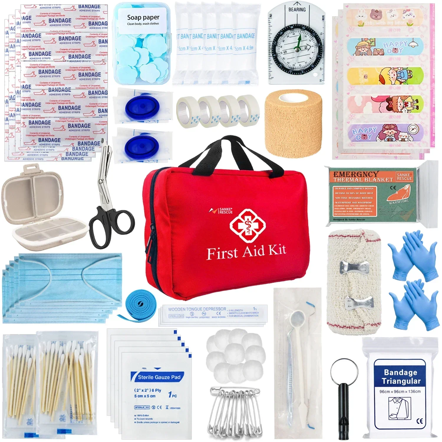 26-330 PCS First Aid Kit with Carrying Pouch, Outdoor First Aid Kit - Essential Emergency Kit for Camping, Hiking and Travell - الصورة 2