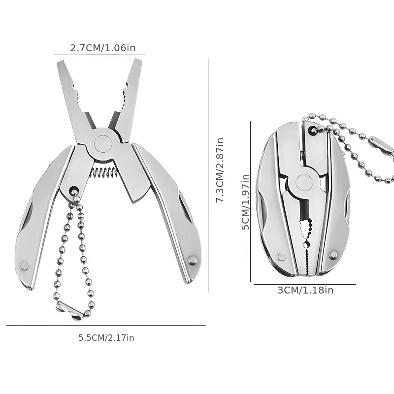 1pc Stainless Steel Mini Multi-Functional Pliers Outdoor Combination Tool Portable Folding Camp Survival Handy Small Pliers - الصورة 5