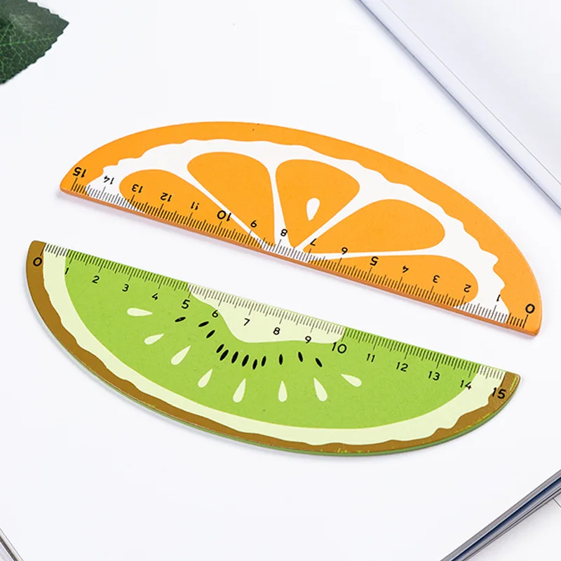 15Cm Korean cute cartoon fruit ruler creative wooden handbook ruler for students' small fresh exams school supplies kawaii ruler - الصورة 3