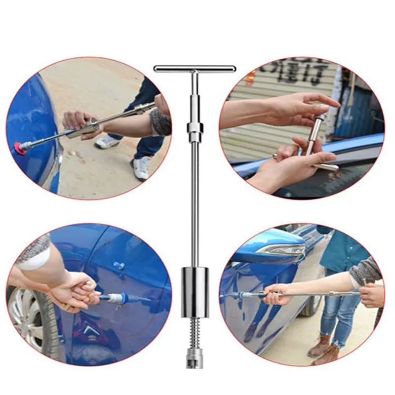 Car Dent Puller T Dent Repair Tool Auto Repair Sheet Metal Kit Slide Hammer Reverse Hammer Glue +18pcs Glue Puller - الصورة 4