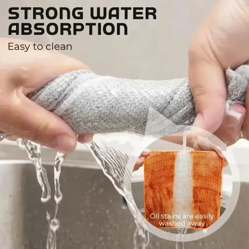 1/3/5/10/30 Pcs Magic Cleaning Cloth Single Sided Metal Steel Wire Rags Kitchen Dish Pot Washdishing Cloths Towel Clean Tools - الصورة 2