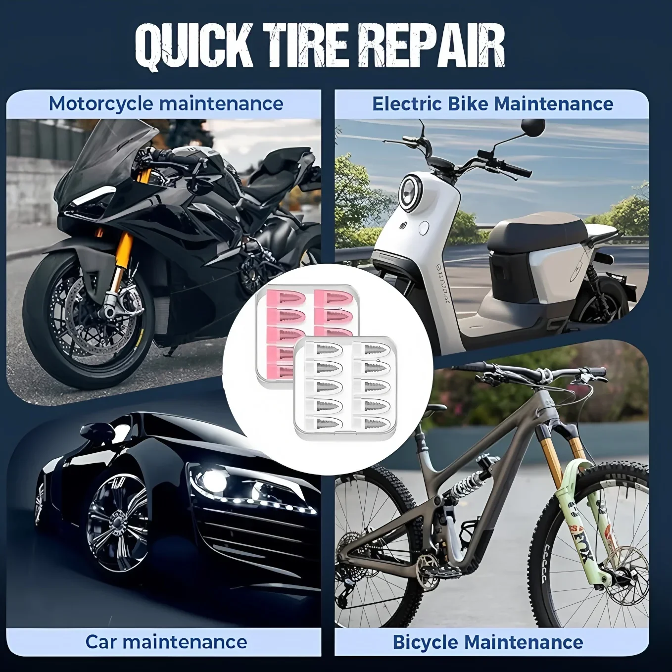 10-400Pcs Car Tyre Repair Rubber Nail Set Car Motorcycle Tyre Repair Nails Truck Scooter Bike Tire Puncture Repair Tool - الصورة 4