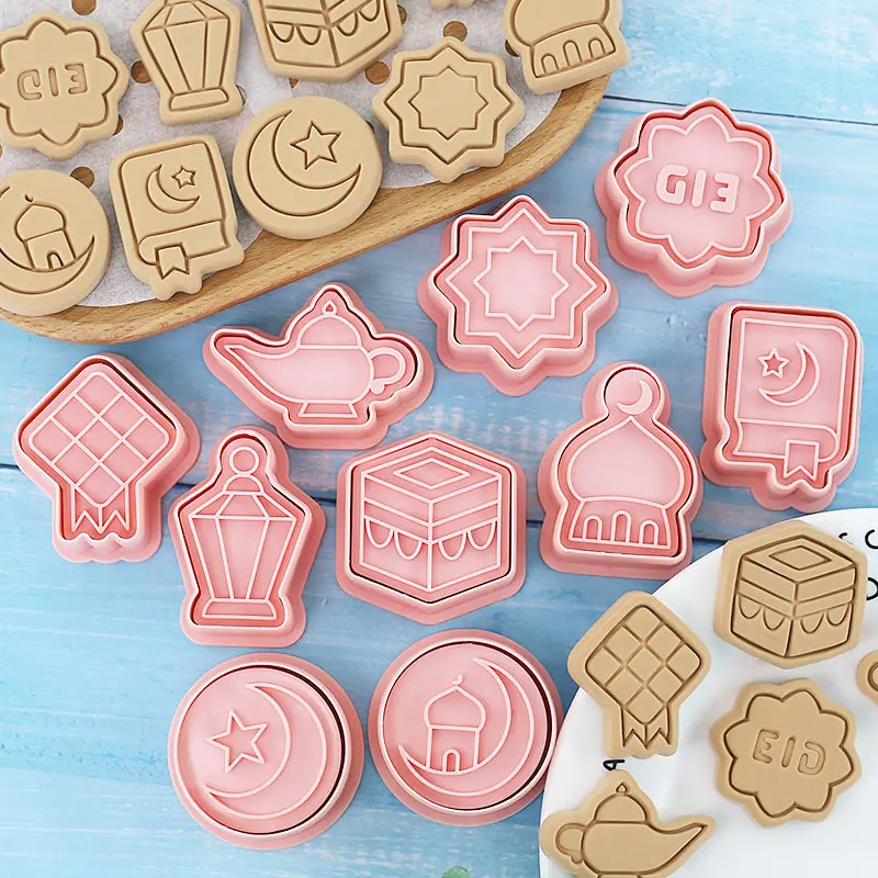 10PCS/SET Muslim Ramadan Dessert Decorative Pattern Cookie Cutter Ramadan Decoration Camel Moon Star Biscuit Mold Baking Tools - الصورة 5