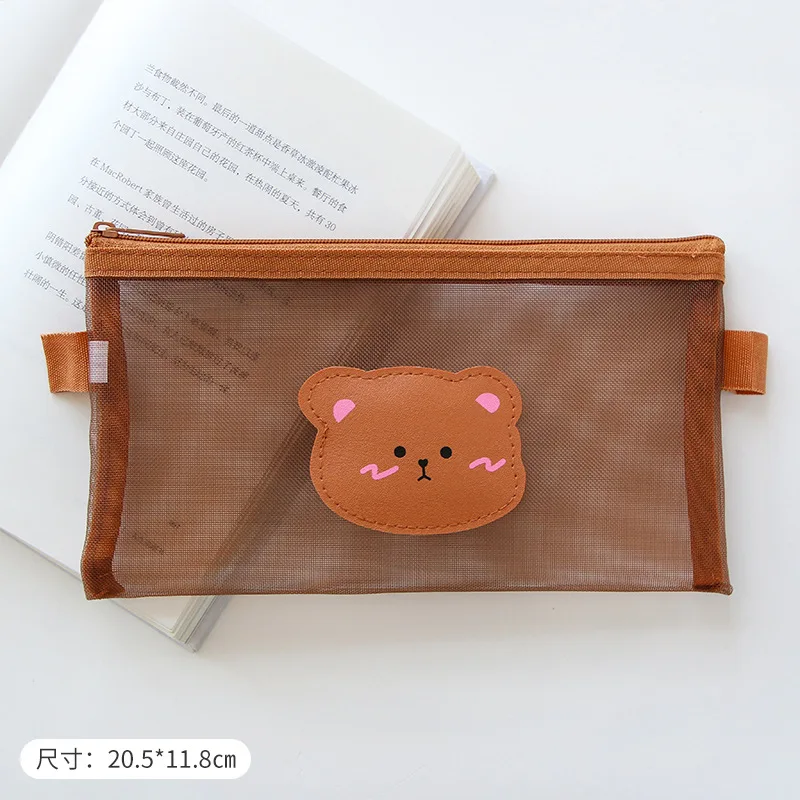 Cute Carton Bear Pencil Case Pencil Bag Office Pen Pouch Student Stationery Box School Supplies Women Girls Cosmetic Storage Bag - الصورة 6