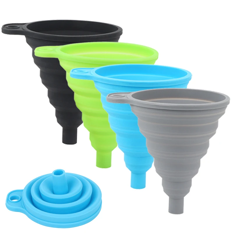Silicone Car Engine Funnel Liquid Funnel Washer Fluid Change Foldable Portable Auto Engine Oil Petrol Change Funnel Tools - الصورة 6