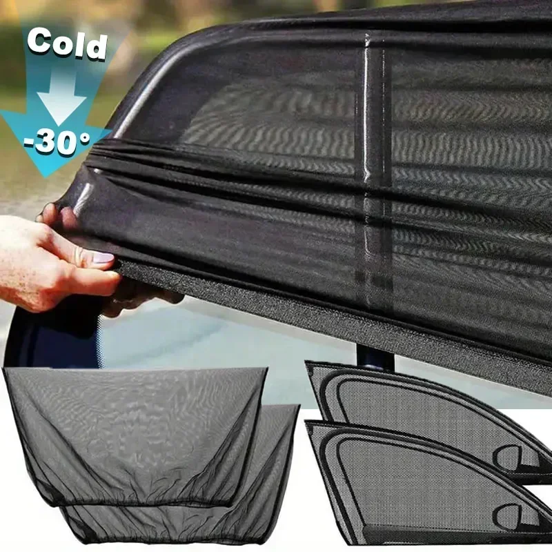 2pcs Car Full Window Sunshade and Mosquito Repellent Curtain Mesh Set Universal Car Curtains Car Practical Accessories