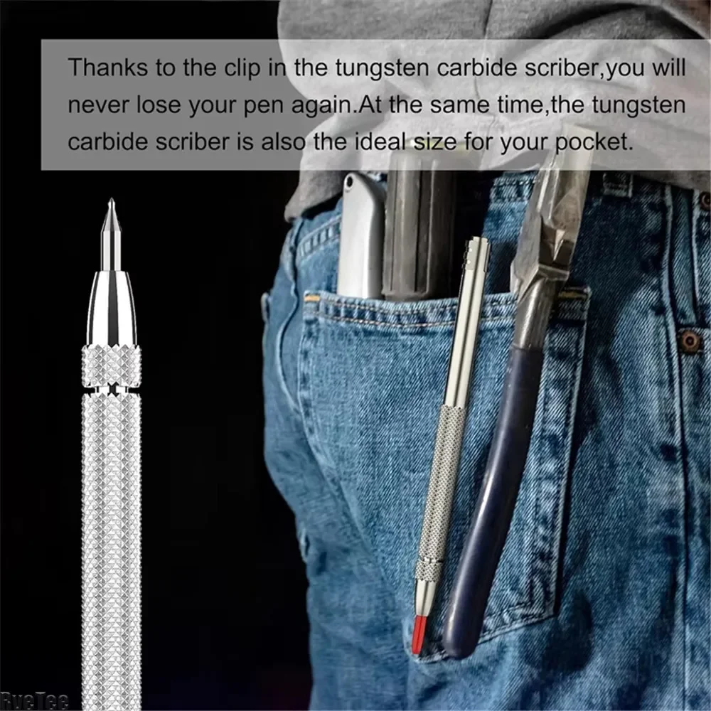 Carbide Scriber Pen Alloy Scribe Pen Metal Wood Glass Tile Cutting Marker Pencil Metalworking Woodworking Hand Tools Kits - الصورة 6