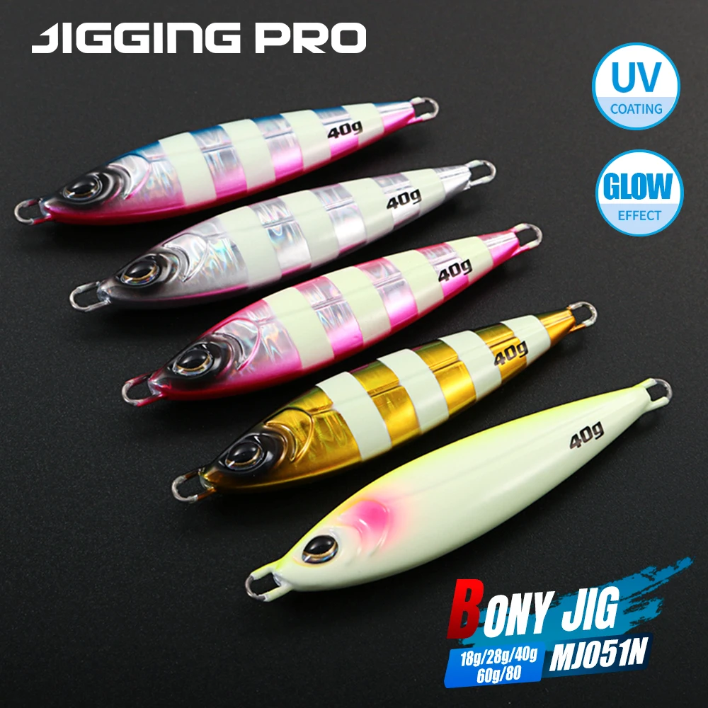 JIGGING PRO Metal Jig BONY Spoon Artificial Bait 18g 28g 40g 60g 80g Shore Long Casting Fishing Jigging Lure