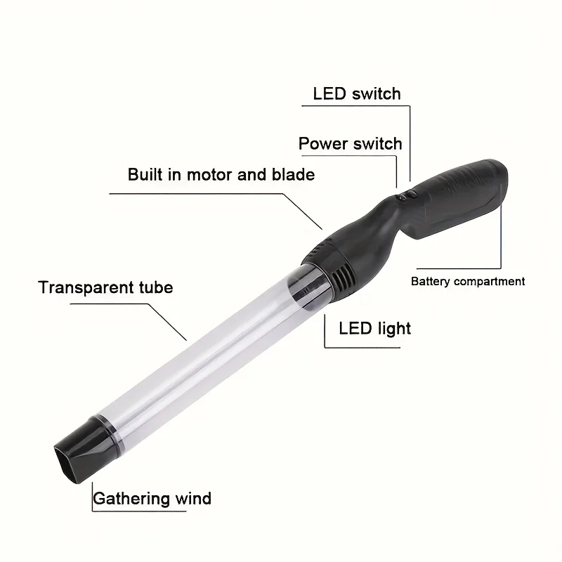 LED portable insect trap - Electronic vacuum with fan to suck spiders, ants, cockroaches and flies - battery-free, perfect for b - الصورة 6