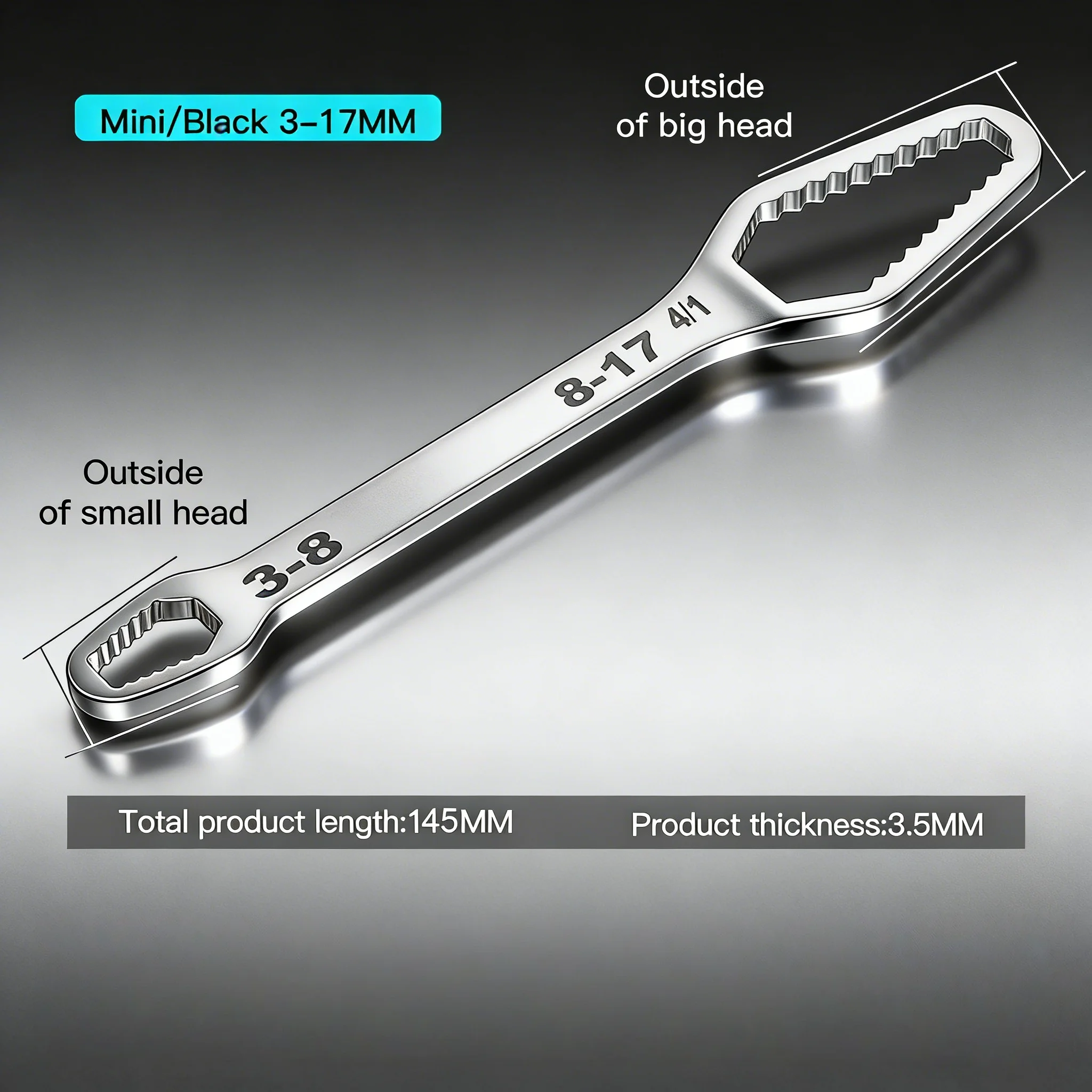3-17mm Universal Torx Wrench Self-tightening Adjustable Glasses Wrench Board Double-head Torx Spanner Hand Tools for Factory