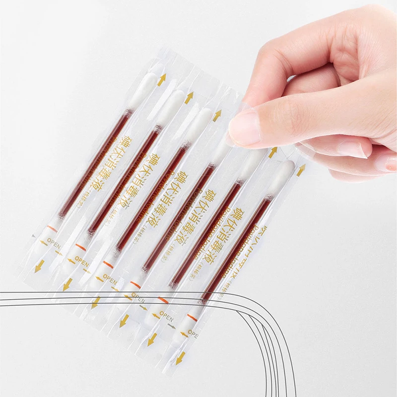 50PCS/Lot Medical Alcohol Disposable Emergency Cotton Stick Iodine Disinfected Swab First Aid kit home for Children Adults Baby - الصورة 4