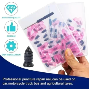 21-41pcs Tubeless Tire Repair Rubber Nail Kit Vacuum Tyre Puncture Screw Plug Emergency Quick Fix Tool For Car Motorcycle