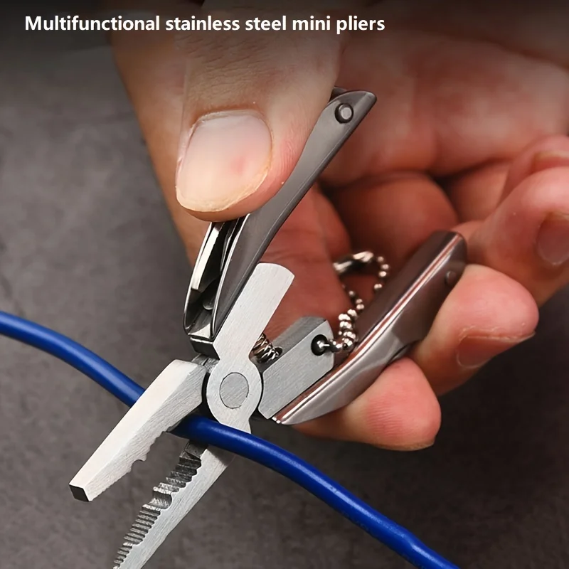 1pc Stainless Steel Mini Multi-Functional Pliers Outdoor Combination Tool Portable Folding Camp Survival Handy Small Pliers - الصورة 3