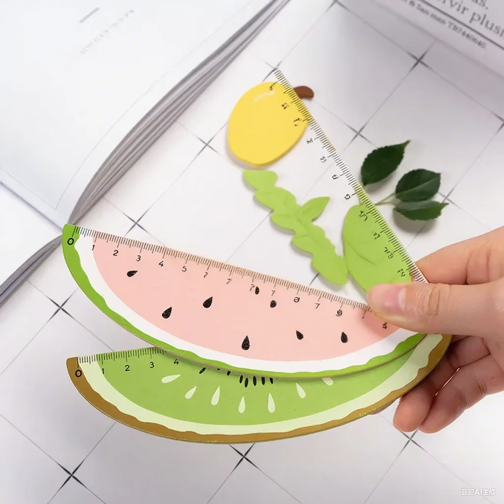 15Cm Korean cute cartoon fruit ruler creative wooden handbook ruler for students' small fresh exams school supplies kawaii ruler